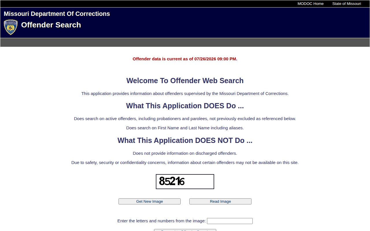 MODOC offender search for Harrison County release records